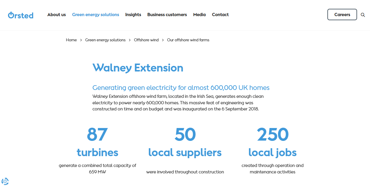 Walney Extension Ltd website homepage