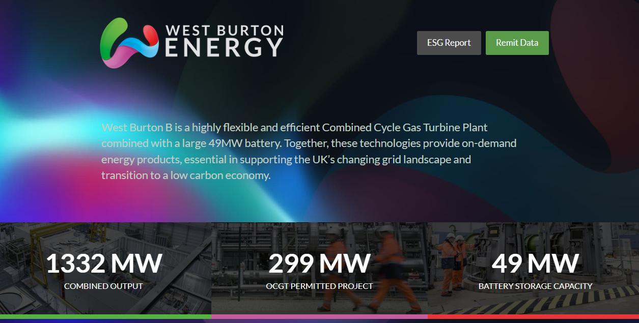 West Burton B Ltd website homepage