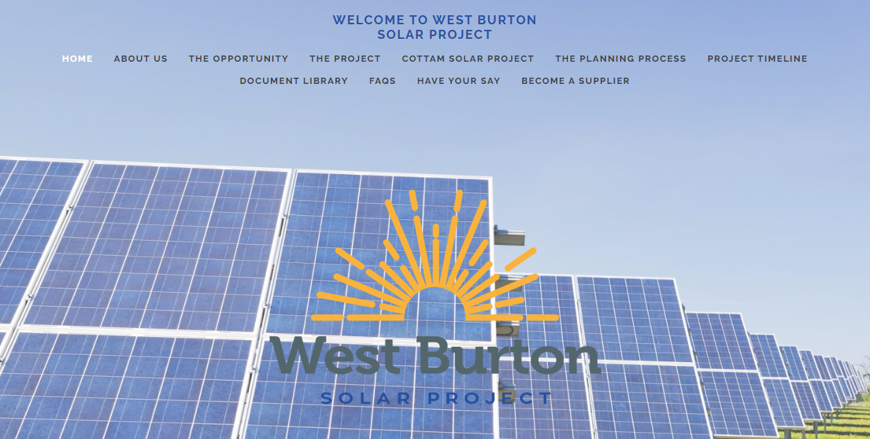 West Burton Solar Project Ltd website homepage